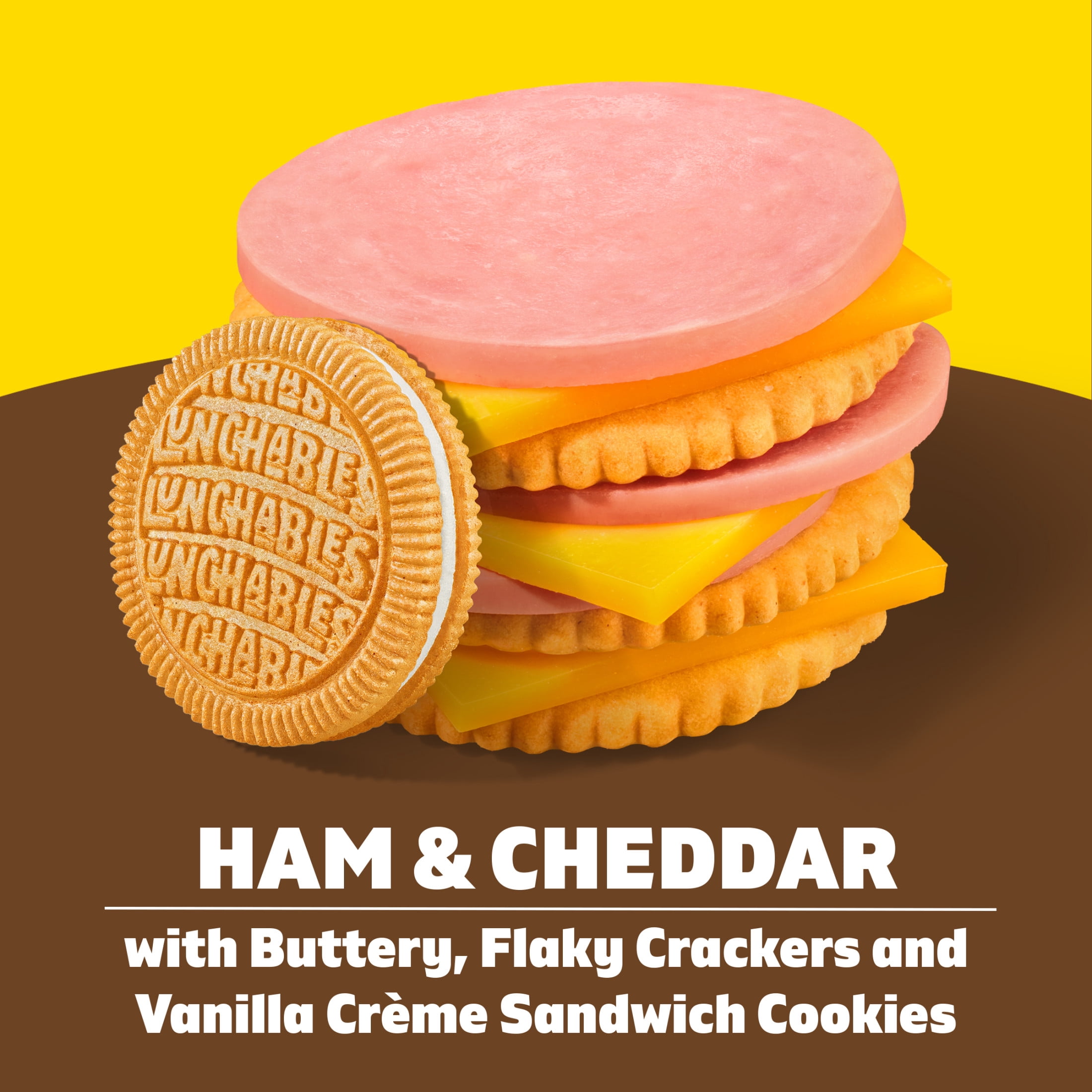 Lunchables Ham & Cheddar with Vanilla Creme Cookies, 3.5 oz Pack