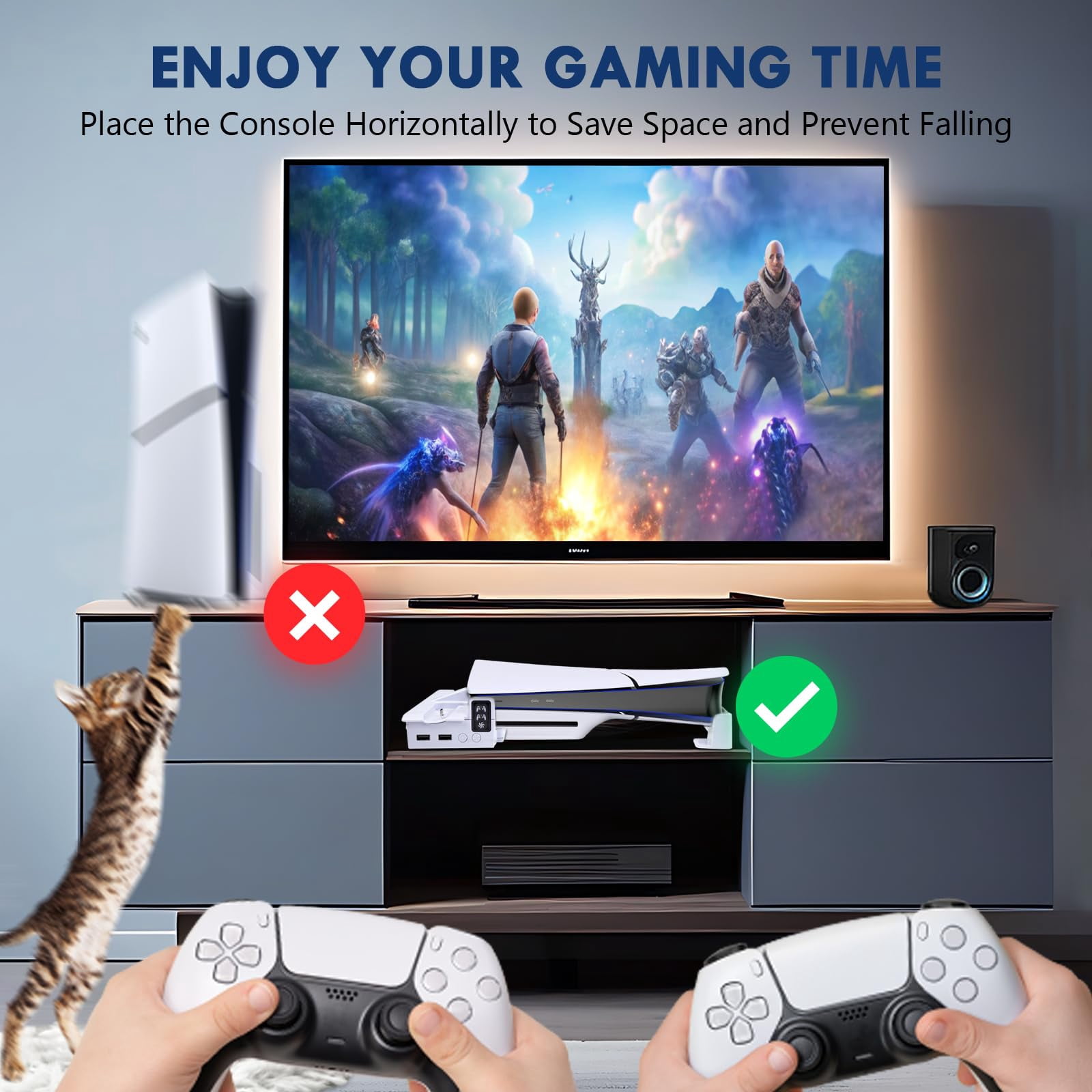 Cooling Station for PS5/PS5 Slim Console Disc/Digital Edition, PS5 Controller Charger with Dual, PS5 Stand for 3-Levels Cooling Fan, Removable Headset, Vertical Cooling Stand Holder