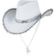 thumbnail image 3 of Sombrero de vaquero para mujer, con lentejuelas de ala ancha, sombrero de vaquero occidental, accesorio de fiesta para adultos, sombrero blanco, One Size, 3 of 3