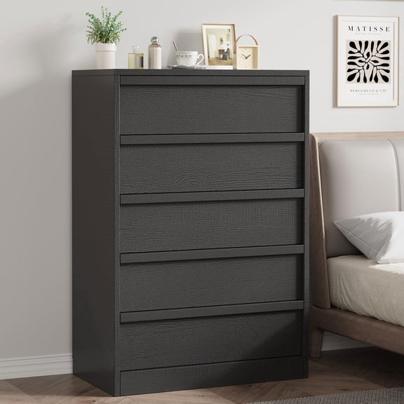 Panapinka 5 Drawer Dresser for Bedroom, Modern 5 Chest of Drawers Tall with Large Drawers Storage, Wooden Dresser Organizer for Living Room