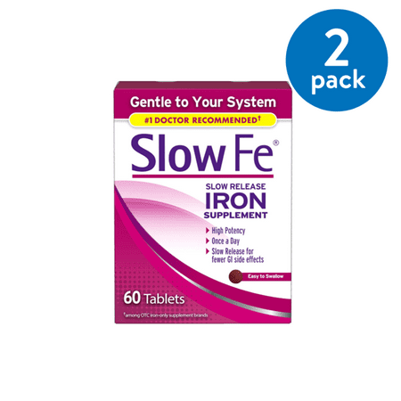 (2 Pack) Slow Fe Iron Tablets, 45mg, 60 ct (Best Time To Take Iron Tablets)
