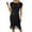 Black, variant on Diufon Knit Cotton Dresses for Women Solid Color Hem Fringe Dress Crewneck Cap Sleeve Hollow out Dress