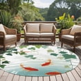 thumbnail image 4 of Round Rugs 7Ft, Japanese Carp Fish Round Area Rug Washable Indoor Throw Carpet, Oriental Art Rustic Leaves Vines Koi Fish Large Non Slip Circle Rug for Dining Room Playroom Home Decor Aesthetic, 4 of 8