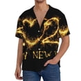 thumbnail image 1 of Balery Happy New Year 2025 D Camisa Casual de Manga Corta con Botones para Hombre, Texturizada, Estilo Cubano, para Playa, Verano-X-Large, 1 of 5