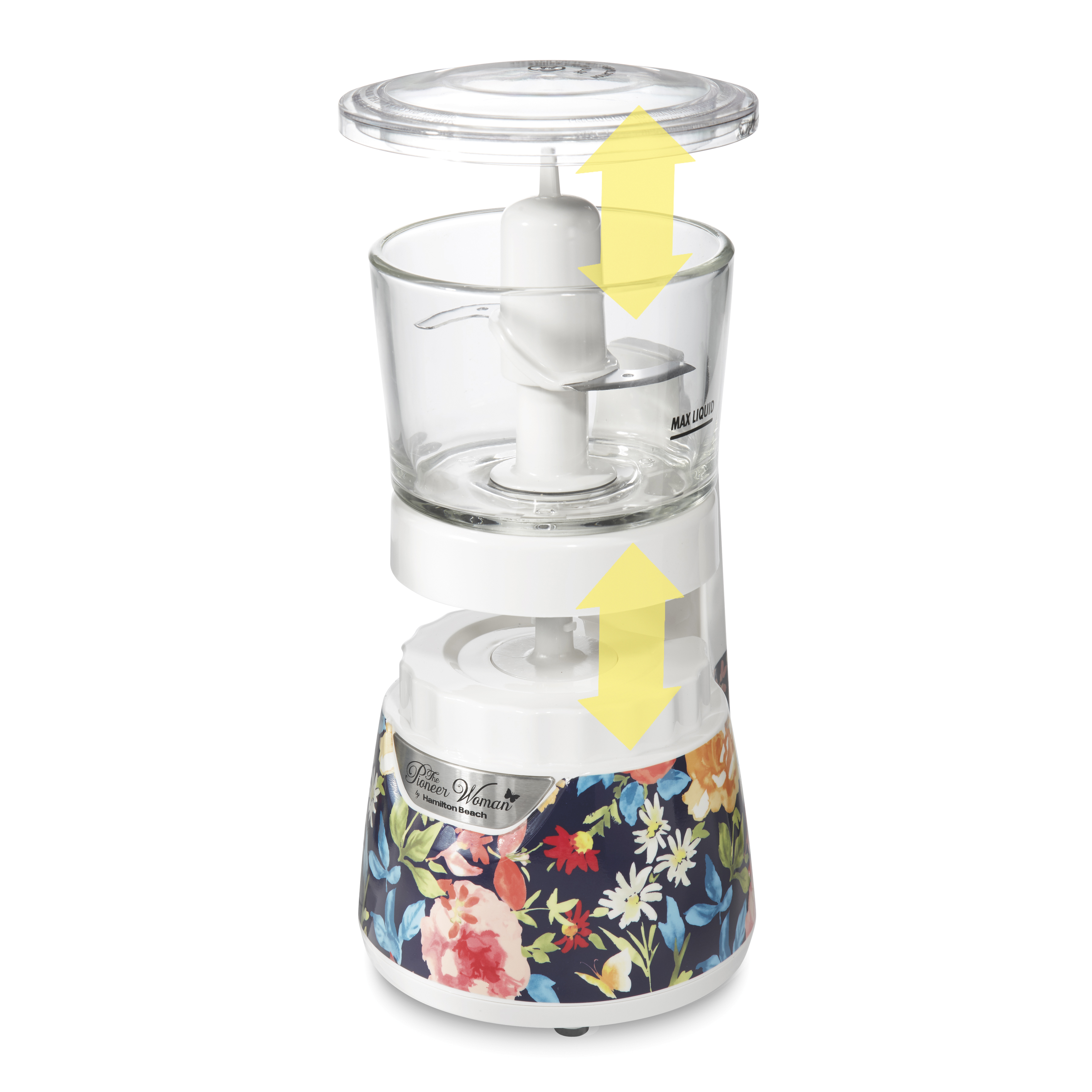 The Pioneer Woman Fiona Floral Stack & Press Glass Bowl Food Chopper, 3 Cup Capacity - image 2 of 5