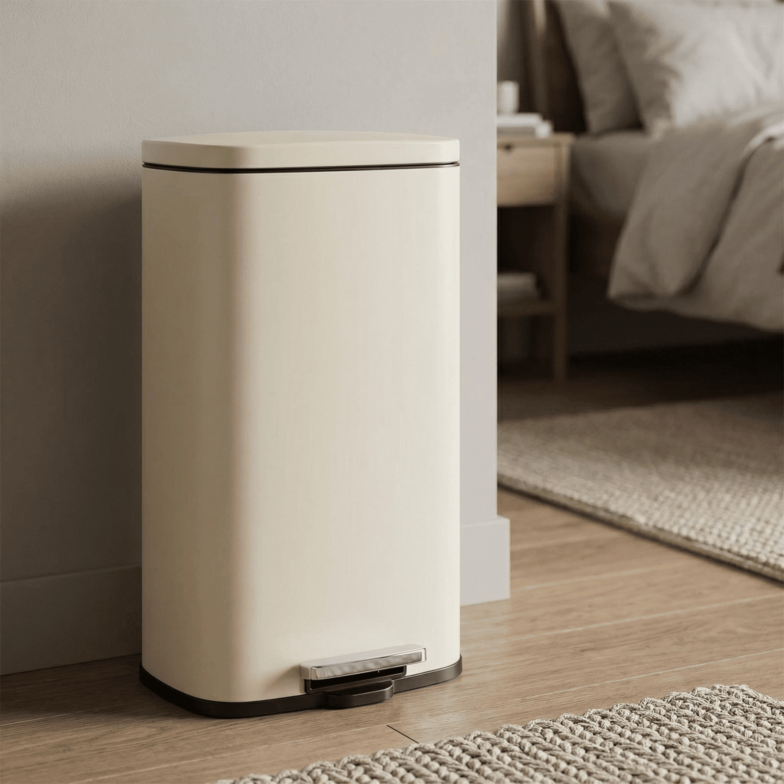 TLSUNNY 8 Gallon Kitchen Trash Can, Stainless Steel Step Garbage Bin with Pedal & Inner Bucket, Soft Close Lid