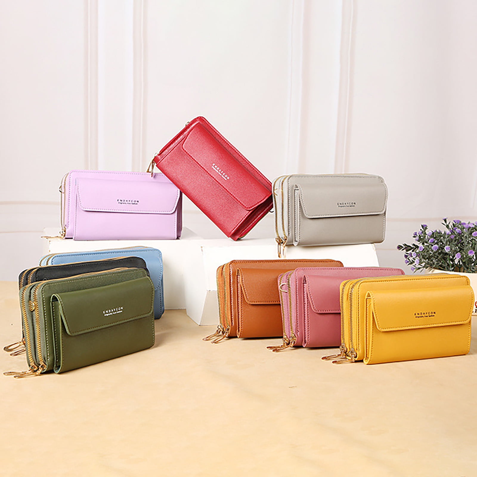 Mepaouo Small Crossbody Bag for Women Trendy Cell Phone Phone Wallet Purse with Double Zippers(Red)