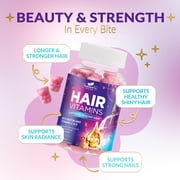 Hair Vitamins Gummies for Hair Growth - Hair, Skin & Nails Beauty Complex with 5000mcg Biotin per Serving - Supports Thicker, Stronger, Radiant-Looking Hair for Women & Men, Berry Flavor