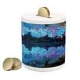 thumbnail image 1 of Natural Cave Piggy Bank, Pattern of Reed Flute Cistern Artifical Crystal Palace Myst Space Image Print, Ceramic Coin Bank Money Box for Cash Saving, 3.6" X 3.2", Blue, by Ambesonne, 1 of 4
