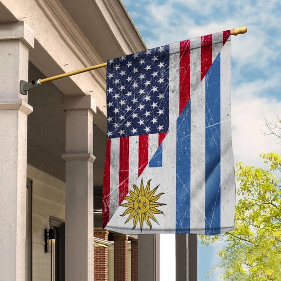 American Flag USA Uruguay Half American Friendship Uruguayan Patriotic Garden Flag (29.5x39.5) Double Sided-USA Flags Premium Polyester-Decorative Indoor Outdoor Flag