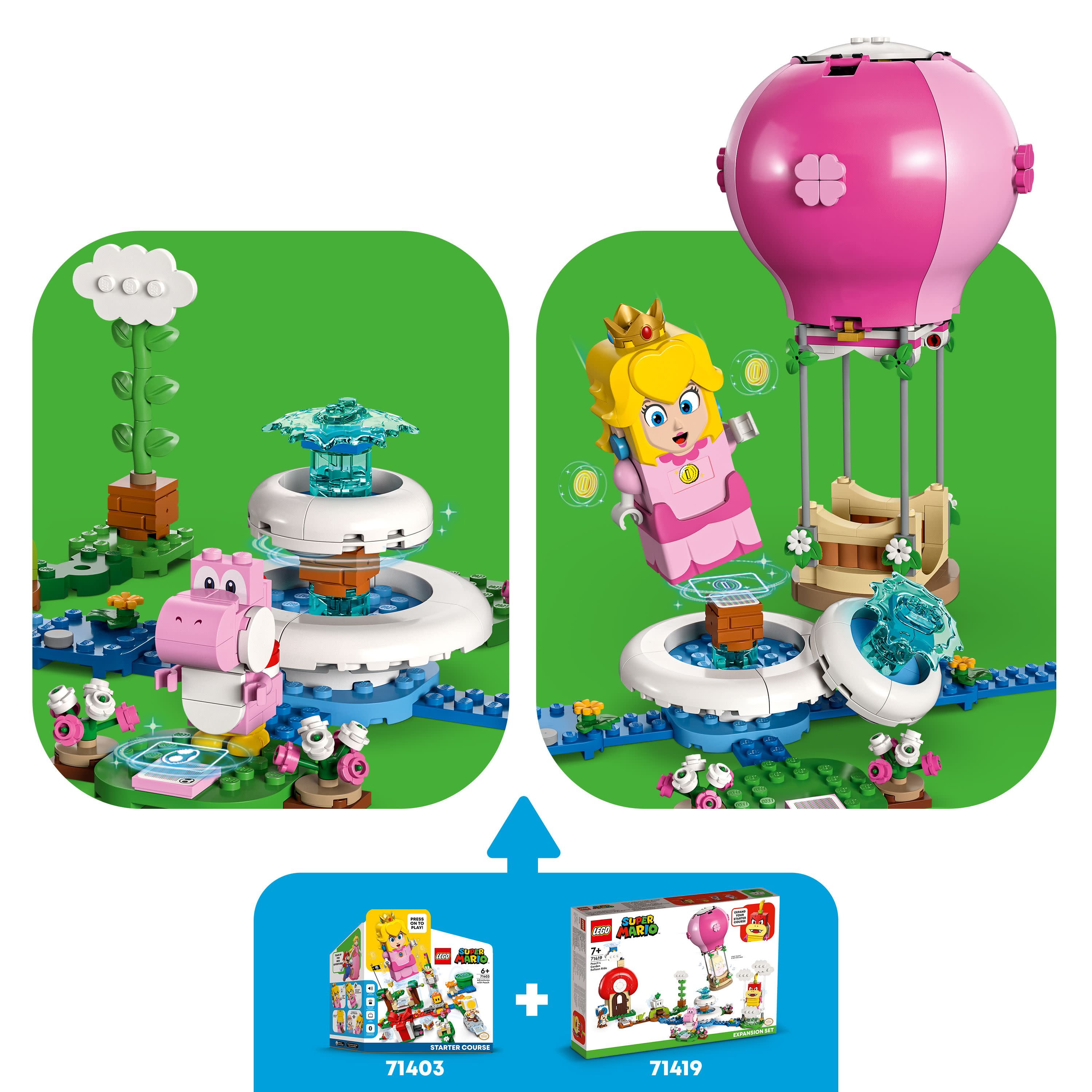 LEGO Super Mario Peach's Garden Balloon Ride Expansion Set 71419 with Pom Pom, Blue Toad and Pink Yoshi, Building Toy Game, Gift Idea for Kids Aged 7 Plus