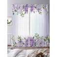 thumbnail image 3 of Spring Flowers Sheer Curtains 96 Inch Length 2 Panels Set Window Treatments, Botanical Purple Floral Leaaves Gradient Rod Pocket Semi Curtains for Living Room/Bedroom/Kitchen Décor, 104"W x 96"L, 3 of 7