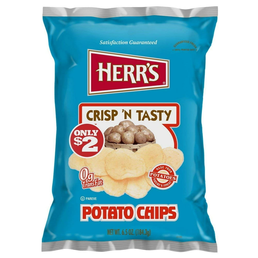 Herr's Crisp 'N Tasty Potato Chips 6.5 oz Bags Pack of 12