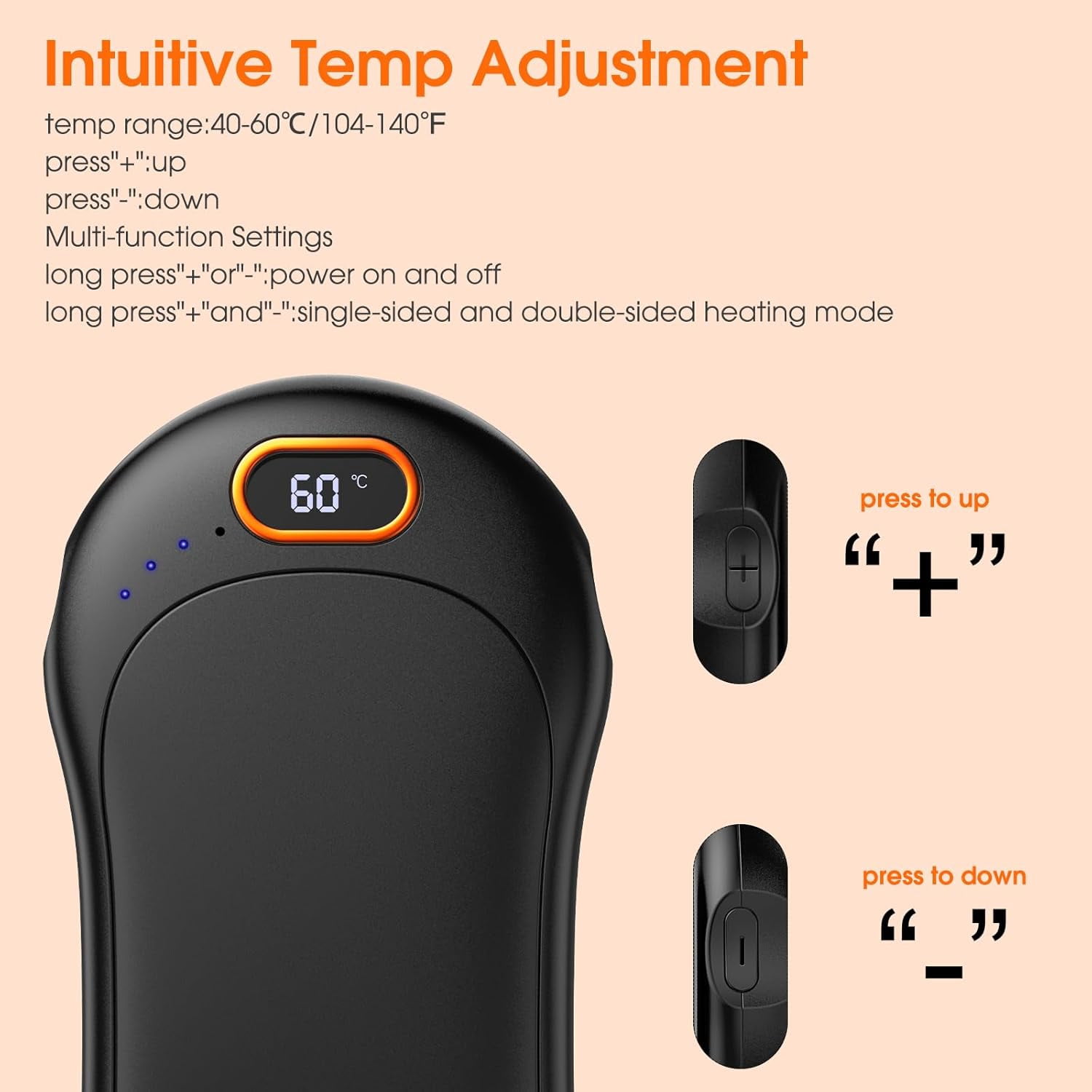 Rechargeable Hand Warmers, 2 in 1 Magnetic Reusable Pocket Heater, 10000mAh Hand Warmers Rechargeable with LED Display for Outdoor Camping Hunting Golf Women Men Gifts