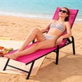 thumbnail image 6 of SHOUFTW Outdoor Folding Lounge Chair, Portable Adjustable Recliner with Pillow for Pool Patio Beach, Pink, 6 of 7