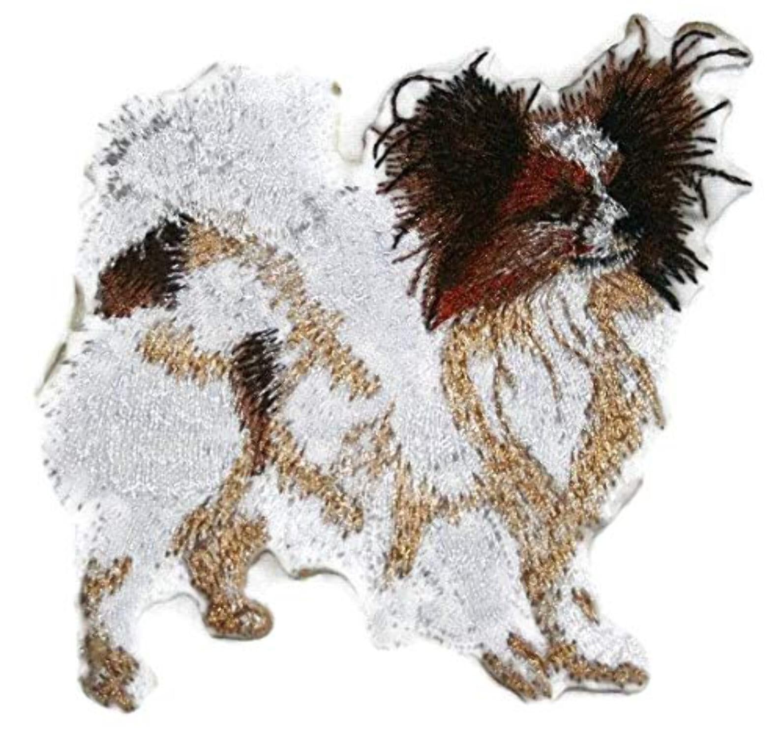 Custom Dog Portraits[Papillon] Embroidery Iron On/Sew patch [4.5" x 4"]