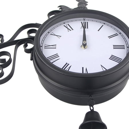 Healifty Black Wrought Iron Wall Hanging Clock with Roman Numerals Silent Non Ticking Retro Style