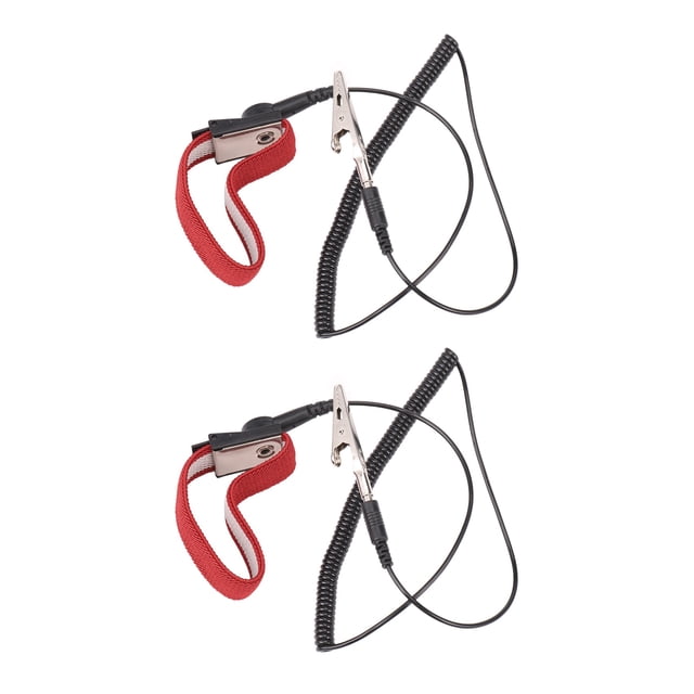 2X Nuevo EsD Antiestático Correa Ajustable Pulsera Antiestática con Conexión Una Tierra Pulsera