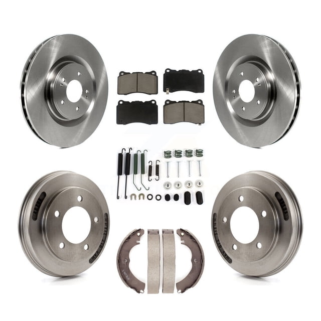 CMX Front Rear Disc Brake Rotors Ceramic Pads and Drum Kit (7Pc) for Car 2008 Mitsubishi Lancer Evolution MR GSR K8C-103565