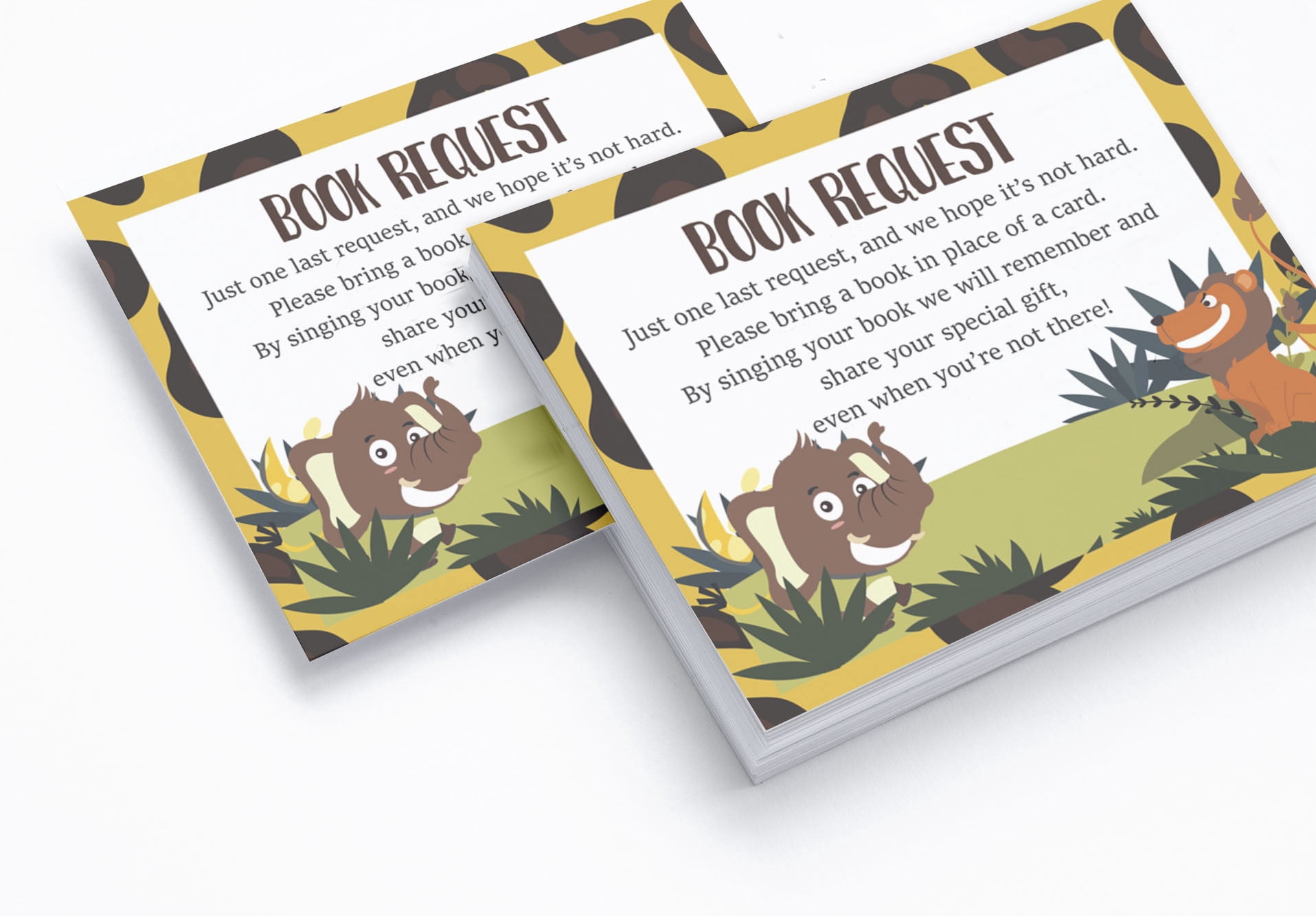Inkdotpot 30Jungle Animals Gender Neutral Baby Shower Book Request Cards Bring A Book Instead Of A Card Baby Shower Invitations Inserts Games