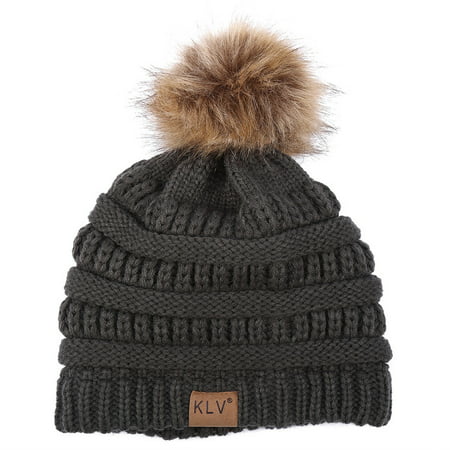 Woolen Hats for Women Winter Knitted Fur Hat Skullies Muts Wollen Beanies (Best Winter Cycling Hat)