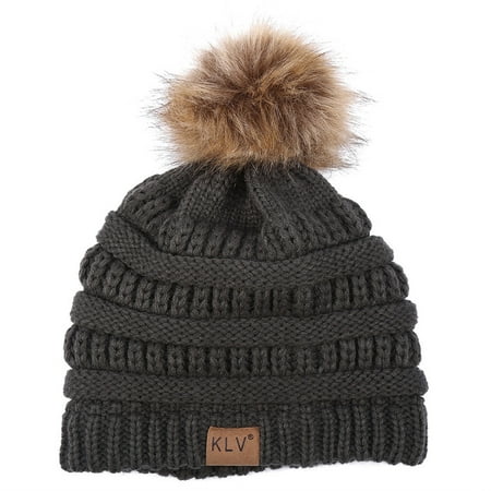 Woolen Hats for Women Winter Knitted Fur Hat Skullies Muts Wollen Beanies (Best Hat For Mowing)