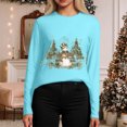 thumbnail image 5 of larppty Womens Casual Christmas Shirts Snowman Tree Printed Holiday Long Sleeve Xmas Graphic Party Tees (Sky Blue, 3XL), 5 of 8