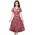 thumbnail image 2 of WILLBEST Vestidos Floreados para Mujer Moda Mujer Casual Floral Estampado Cuello En V Manga Corta A Vestido Largo Extra Grande, 2 of 2