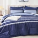 thumbnail image 1 of Juego de edredón WONGS BEDDING, tamaño queen, 7 piezas, azul marino, 1 of 9