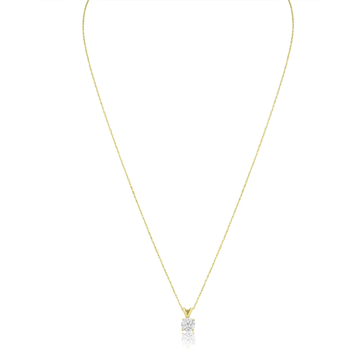 1/2 Carat Diamond Solitaire Necklace In 14 Karat Yellow Gold (J-K Color, I1-I2 Clarity)