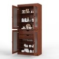 thumbnail image 3 of Palace Imports 100% Solid Wood 32" Pantry Cabinet with Frosted Glass Doors, 2-Drawers and Adjustable Shelves, Mocha, 3 of 8