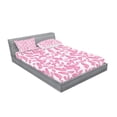 thumbnail image 2 of Ambesonne Flower Fitted Sheet & Pillow Sham Set, Big Pink Petals, Full, Pale Pink White, 2 of 2