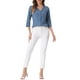 thumbnail image 2 of Blusa de mujer Inspire Chic con cuello en V, mangas 3/4, estampado de lunares y corazones, parte delantera con botones, azul denim L, 2 of 6