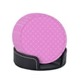 thumbnail image 4 of LNWH Coasters, Pink Decorative Texture Leather Round Coasters Set of 6 for Kitchen Dining Room Living Room Bar - Tabletop Waterproof and Anti-scald, 4 of 8