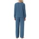 thumbnail image 3 of INSPIRAR CHIC Conjuntos de Pijamas de Punto Acanalado para Mujeres de 2 Piezas, Parte Superior de Manga Larga y Pantalones, Ropa de Dormir, PJs, Conjuntos de Ropa de Estar en Azul Oscuro, 3 of 5
