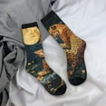thumbnail image 5 of Daiia Leopard Reading Tarot Cards Print Crew Socks – Soft Breathable Long Socks for Men & Women, Moisture-Wicking & Comfortable Daily Wear Socks, One-Size Fits Most (US 5-11), 5 of 6
