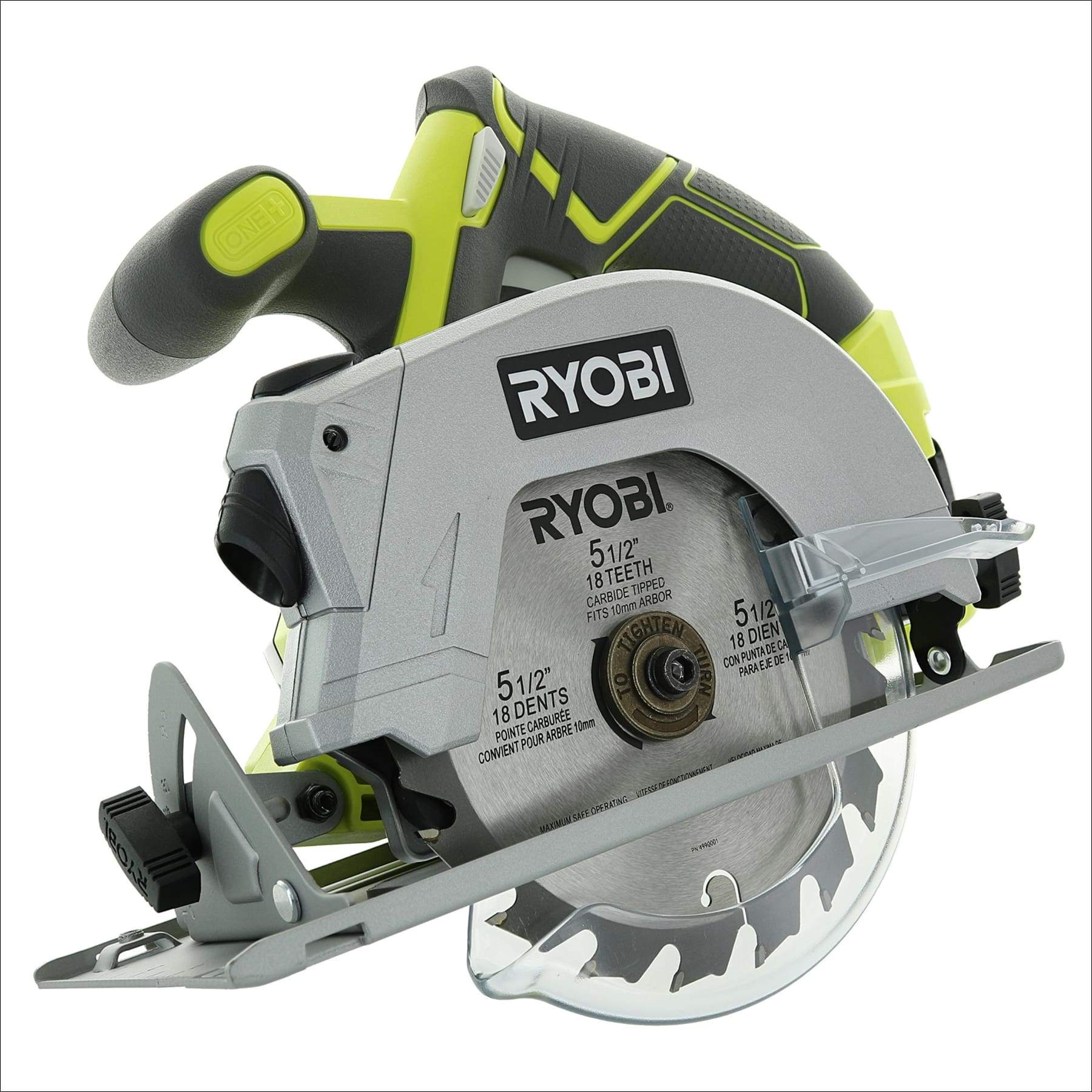 Ryobi P506 One+ Lithium Ion 18V 1/2 Inch 4,700 RPM Cordless Circular Saw  with Laser Guide and Carbide-Tipped Blade (Battery Not Included, Power Tool  Only) green full size