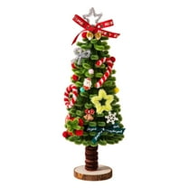 Christmas Tree Decorations, Christmas 11inch Mini Table Top Artificial Tree, Xmas Desk Small Tree with LED Lights, Hanging Ornaments for Home Decor Indoor Office Holiday Tabletop Party