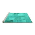 thumbnail image 2 of Ahgly Company Machine Washable Indoor Rectangle Patchwork Turquoise Blue Transitional Area Rugs, 2' x 5', 2 of 4