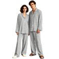 thumbnail image 2 of Dwelliawo Mens Flannel Pajama Sets Plaid Cotton Pajamas Pjs Set Button Down Soft Warm Lounge Sleepwear Tops & Pjs Pants Dark Gray M, 2 of 5