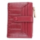 thumbnail image 1 of Cartera para mujer de piel con bolsillo pequeño plegable con cremallera y tarjetero con ventana para identificación, 1 of 5