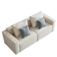 thumbnail image 6 of Mid-Century Modern Upholstered Loveseat Sofa Bed Linen Fabric Sofa Couch Loveseat Sleeper for Living Room, Bedroom, Apartment, Small Space, Easy Assembly, 6 of 7