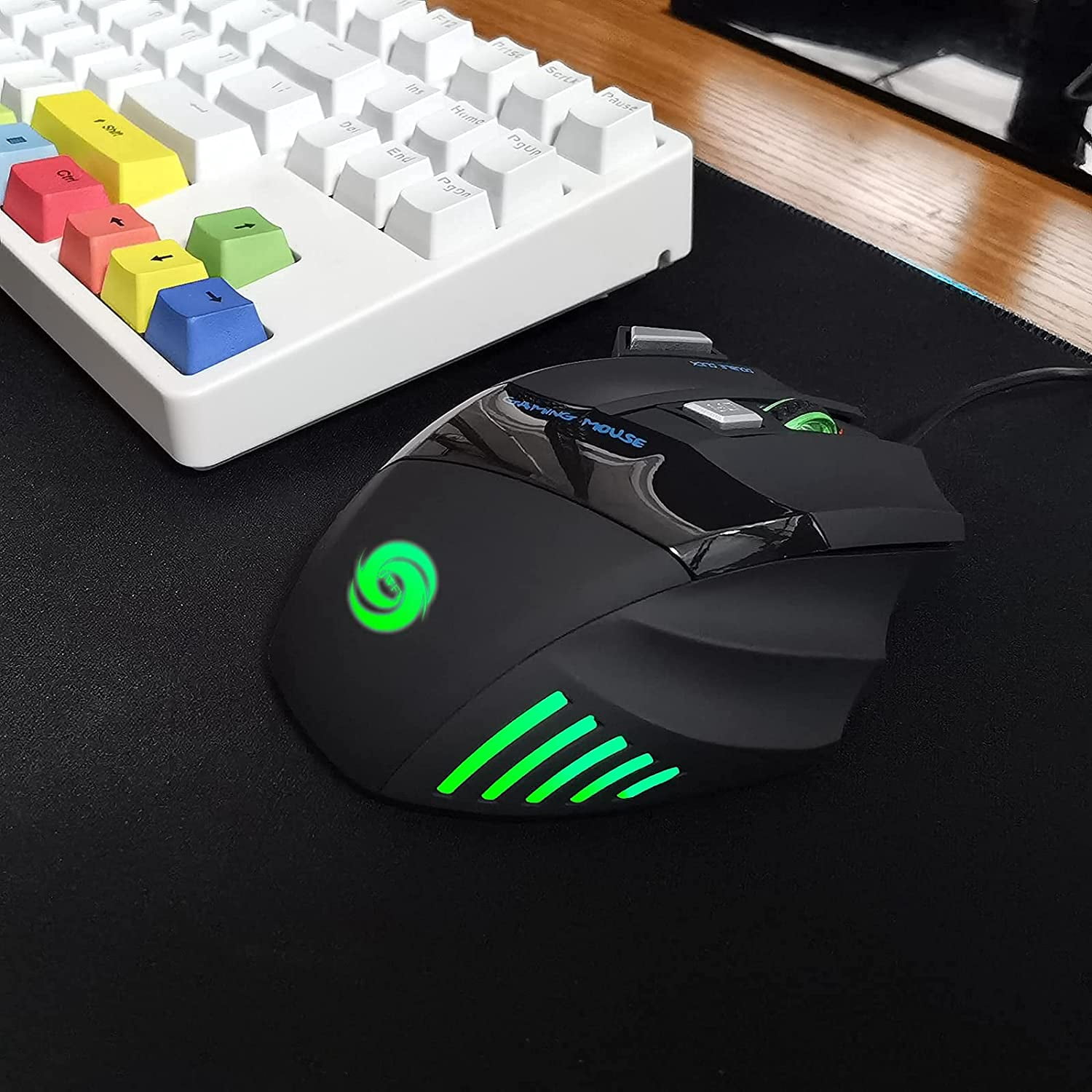 Wired Gaming Mouse 5500DPI 7-key Desktop Computer Notebook Gaming Mouse Color Changing Light Effect USB Interface Mouse