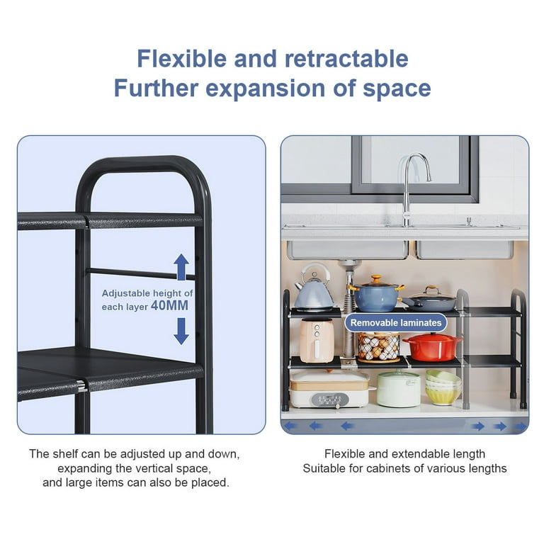 Under Sink Shelf Organizer,under Sink Storage Rack With Flexible &  Expandable For Kitchen Bathroom Cabinets
