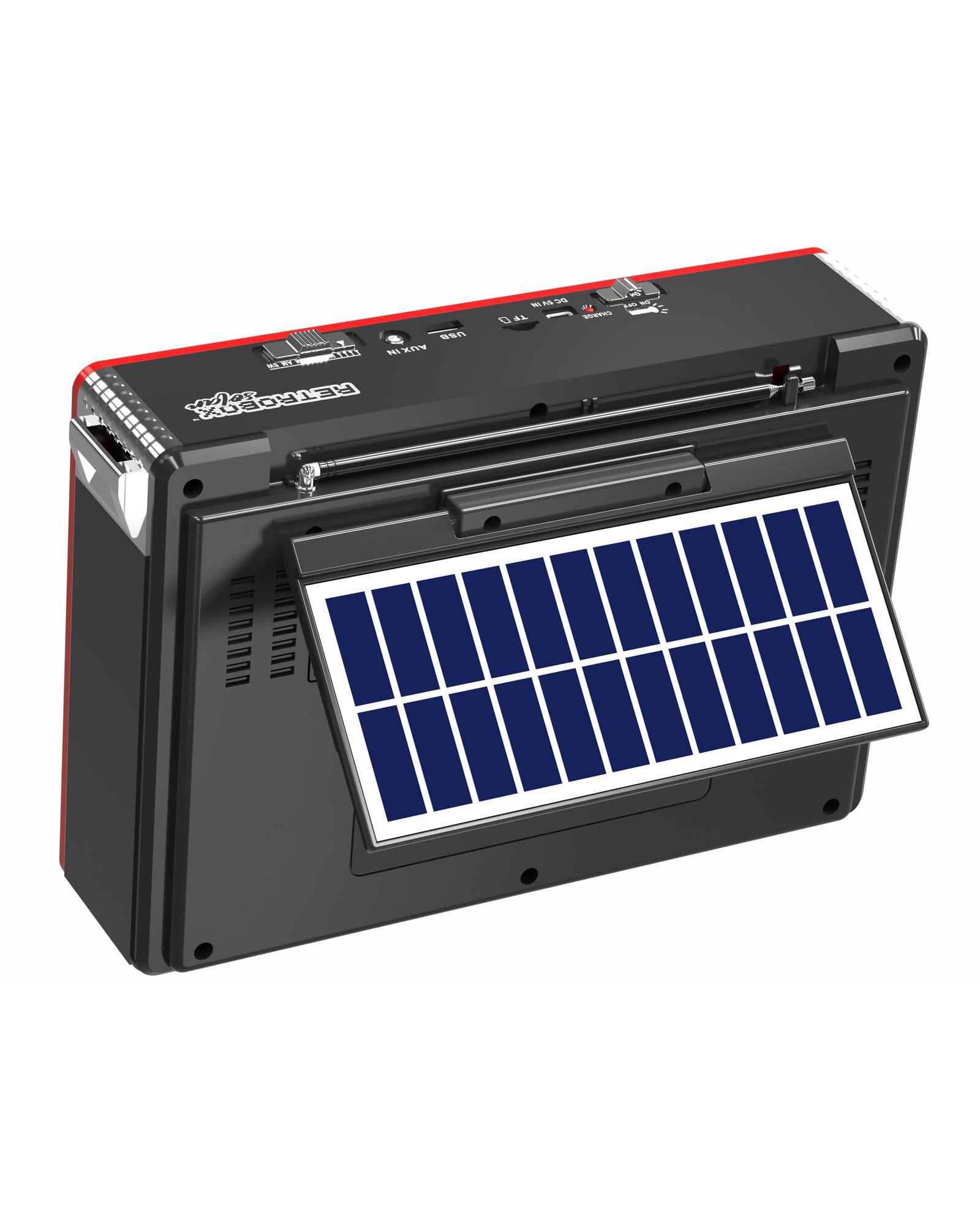 Dolphin SP-420BT Solar Portable Bluetooth Radio with MP3, LED Flashlight - Black