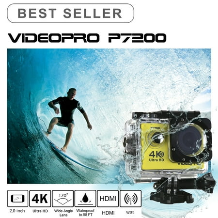 VideoPro 4K WIFI Sports Action Camera Ultra HD Waterproof DV Camcorder 16MP 170 Degree Wide Angle, (Best Camcorder Under 250)