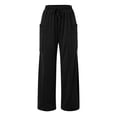 thumbnail image 4 of DHFJKG Winter Casual Wide Leg Sweatpants For Women Pleated Solid Color Loose Fit Elastic Waist Floor-Length Pants With Pockets Classic Trousers, 4 of 5