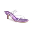 thumbnail image 1 of BLISSFUL STEP Sandale à Enfiler pour Femme à Brides Ornées de Strass, Bout Carré, Talon Kitten, Sandales à Enfiler Violettes 7, 1 of 7