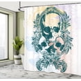 thumbnail image 5 of Ambesonne Skull Shower Curtain, Scary Deadly Rocker Trio, 69"Wx70"L, Pale Yellow Emerald, 5 of 5