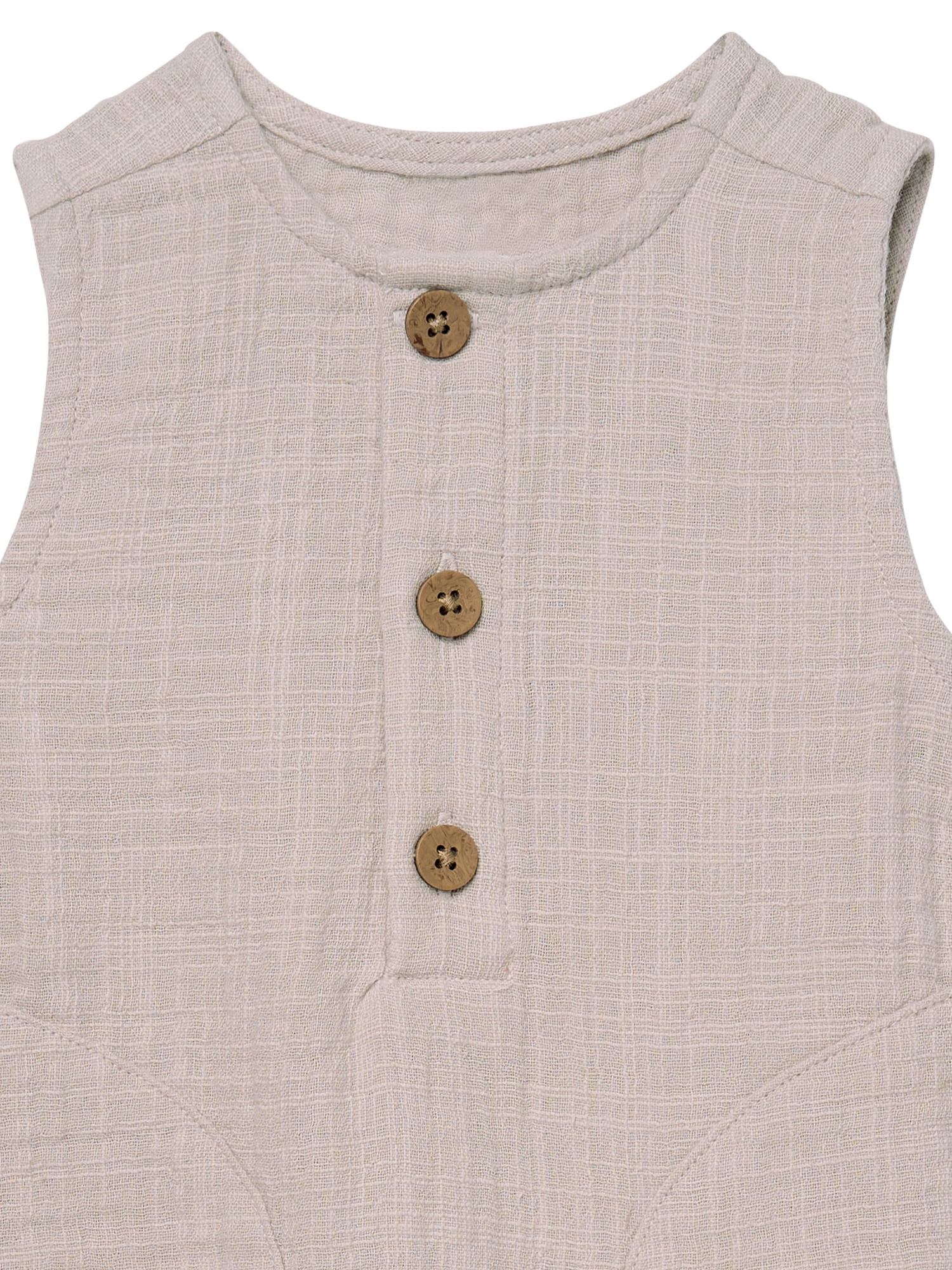 Modern Moments by Gerber Baby Boy Sleeveless Henley Romper, Sizes 0/3 Months - 24 Months
